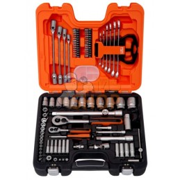 S910AF;BAHCO;Jeu de douilles standard et longues 1/4" - 1/2" 6 pans, dimensions métriques, et jeu de clés mixtes - 92 pcs;pièce 