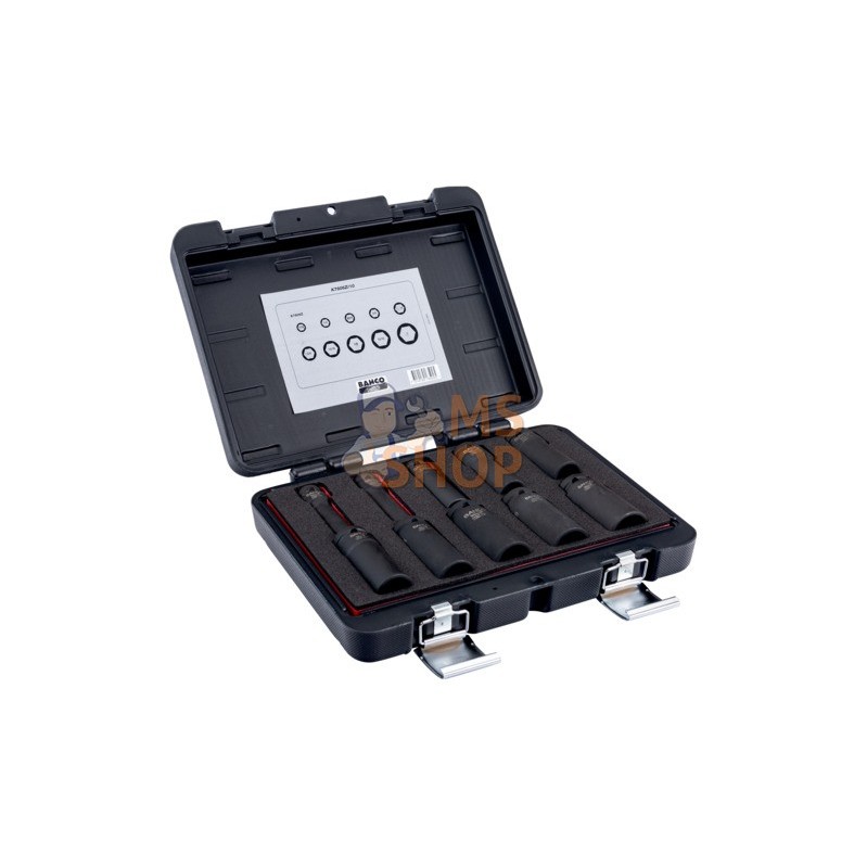 K7806Z/10;BAHCO;Coffret de 10 douilles à choc longues 1/2'', pouces;pièce détachée