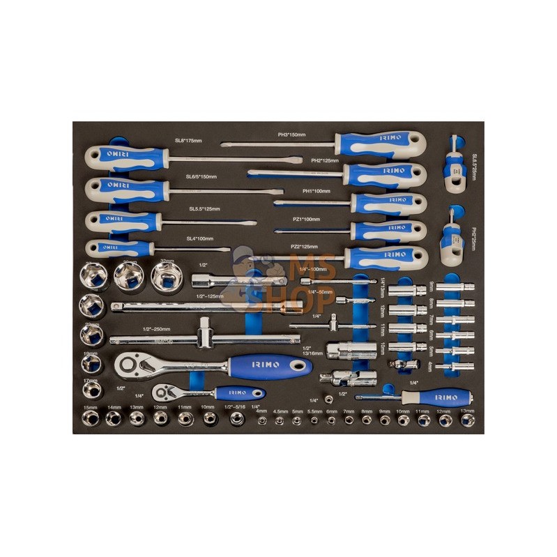 IFF1A004;IRIMO;Module mousse 3/3 : douilles, cliquets et tournevis - 60 pcs;pièce détachée IFF1A004;IRIMO;Module mousse 3/3 : douilles, cliquets et tournevis - 60 pcs;pièce détachée