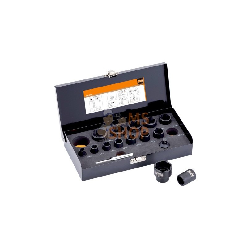 BWTSP16;BAHCO;Coffret de douilles à torsion 3/8" - 1/2";pièce détachée