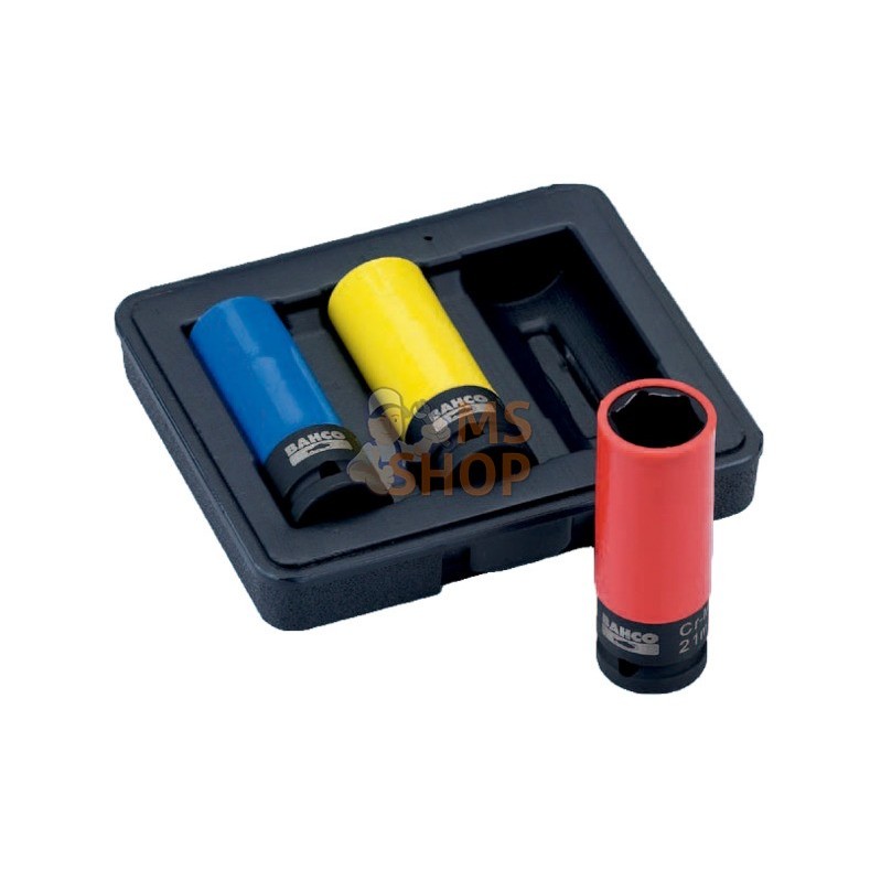 BWSS12P3;BAHCO;Coffret de 3 douilles à chocs pour roues 17, 19, 21 mm;pièce détachée