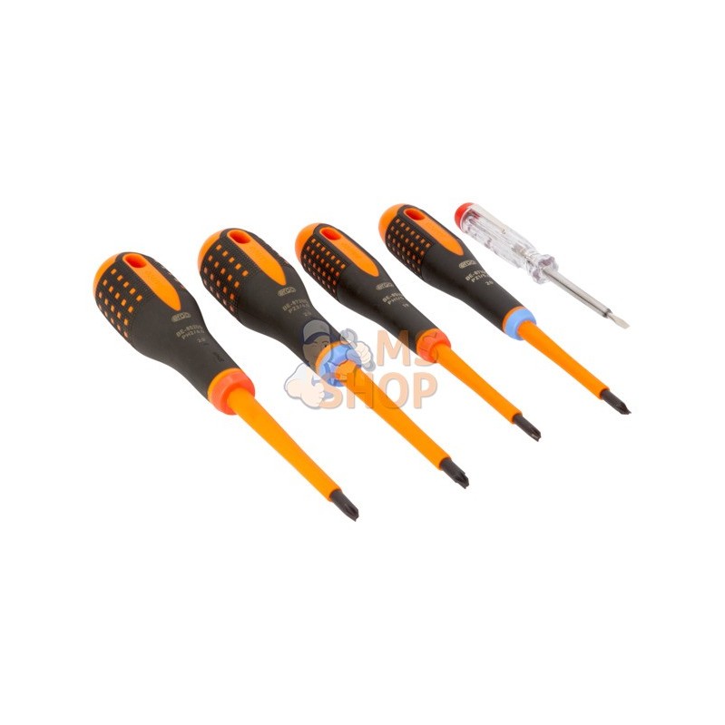 BE-9885S;BAHCO;Jeu de 4 tournevis Ergo™ isolés combi (8 embouts différents) et un testeur;pièce détachée BE-9885S;BAHCO;Jeu de 4 tournevis Ergo™ isolés combi (8 embouts différents) et un testeur;pièce détachée