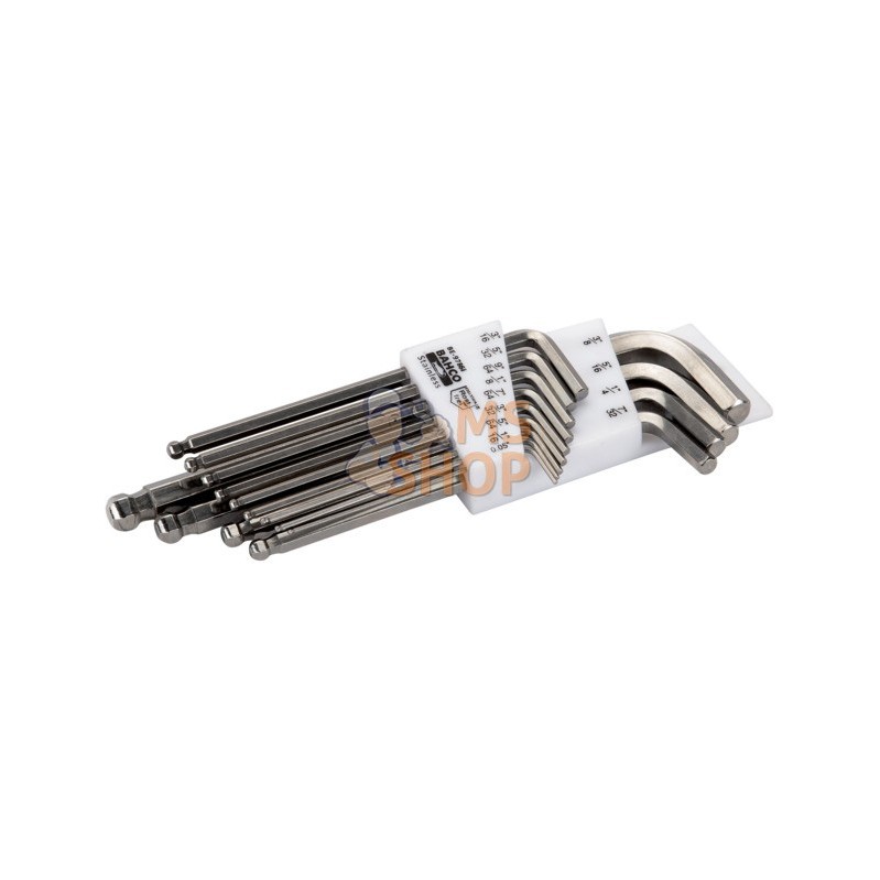 BE-9786I;BAHCO;Jeu de 13 clés mâles coudées à tête sphérique acier inoxydable, 6 pans en pouces;pièce détachée BE-9786I;BAHCO;Jeu de 13 clés mâles coudées à tête sphérique acier inoxydable, 6 pans en pouces;pièce détachée
