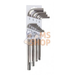 BE-9785I;BAHCO;Jeu de 13 clés mâles coudées 6 pans à tête sphérique, acier inoxydable, pouces;pièce détachée