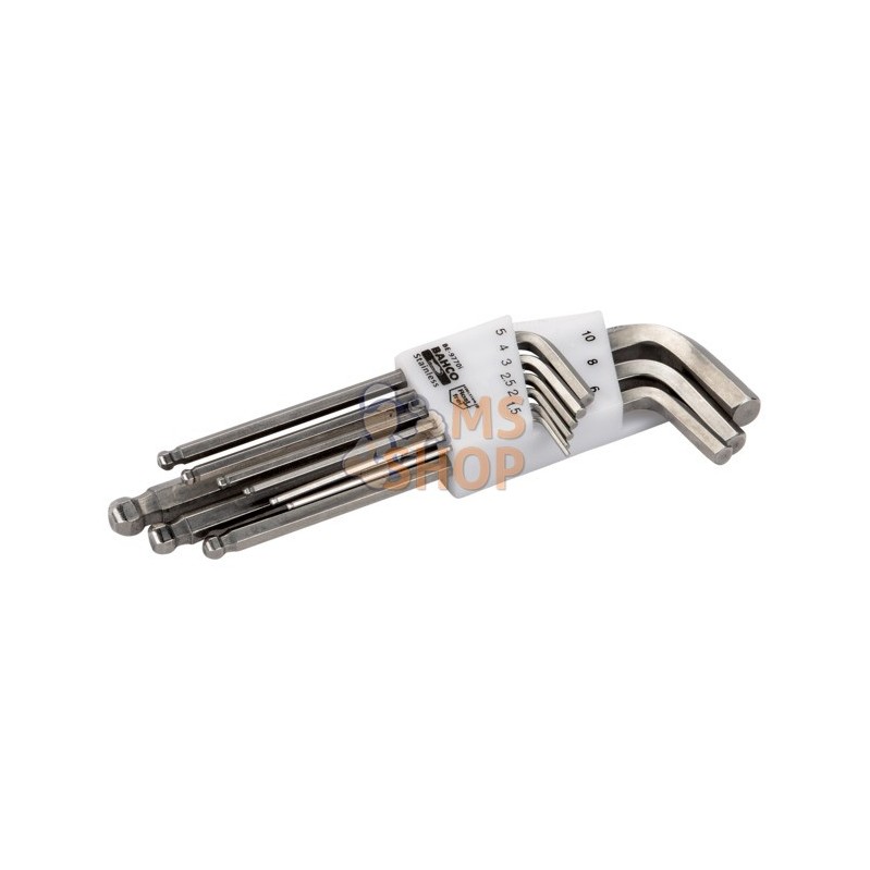 BE-9770I;BAHCO;Jeu de 9 clés mâles coudées 6 pans à tête sphérique en acier inoxydable, 9 pcs, métriques;pièce détachée BE-9770I;BAHCO;Jeu de 9 clés mâles coudées 6 pans à tête sphérique en acier inoxydable, 9 pcs, métriques;pièce détachée