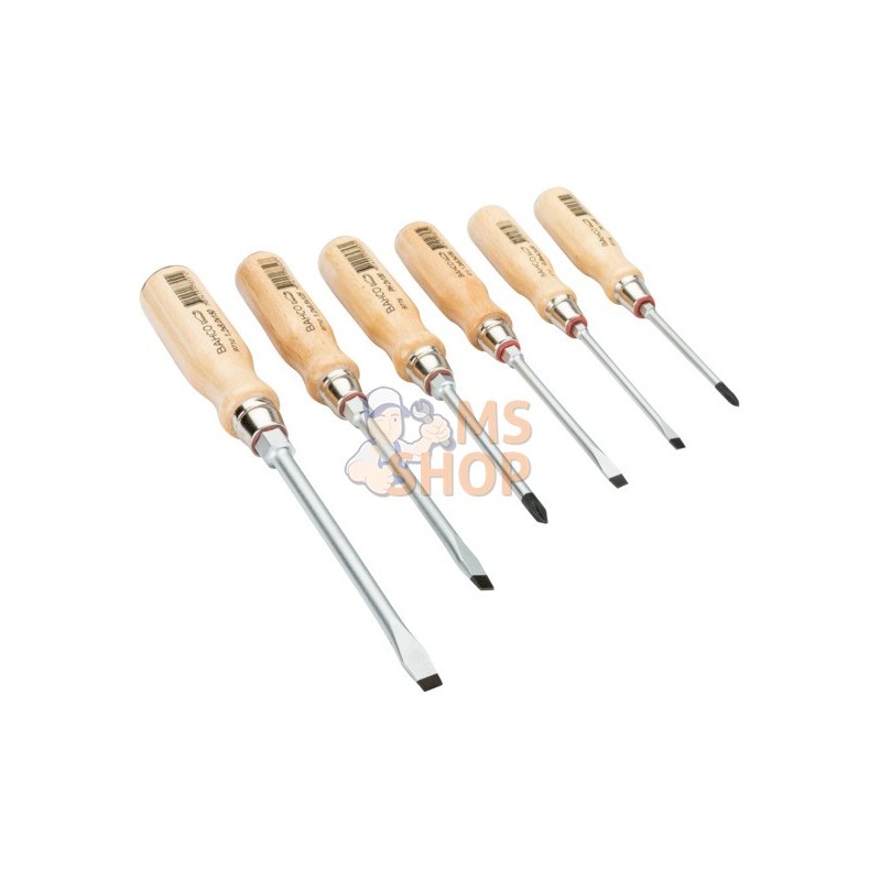 9710/S6;BAHCO;Jeu de tournevis manche bois, 6 pièces;pièce détachée 9710/S6;BAHCO;Jeu de tournevis manche bois, 6 pièces;pièce détachée