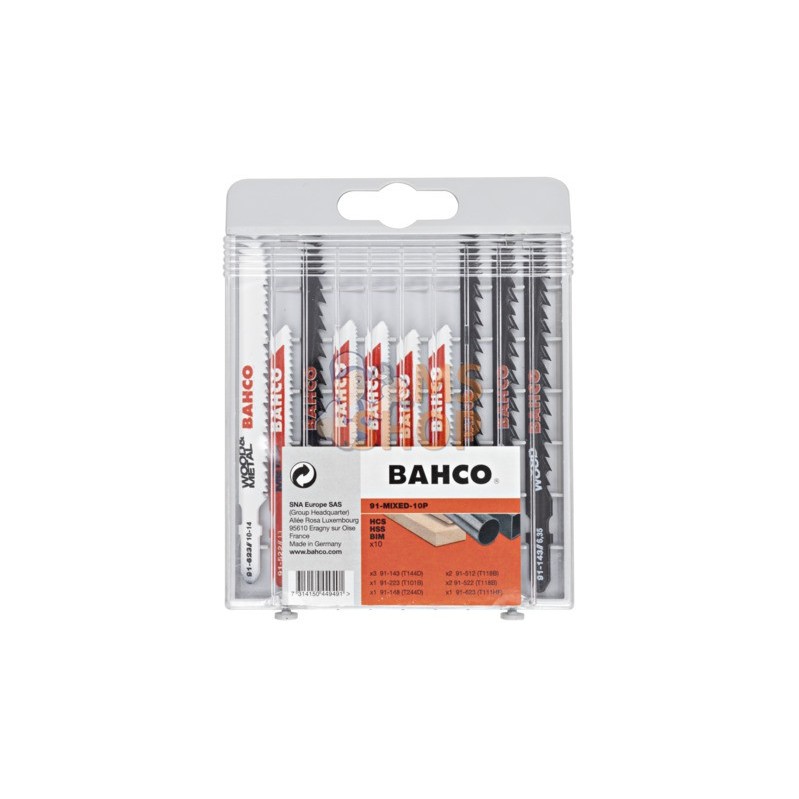 91-MIXED-10P;BAHCO;Jeu de lames de scie sauteuse pour le bois et le métal - 10 pcs;pièce détachée 91-MIXED-10P;BAHCO;Jeu de lames de scie sauteuse pour le bois et le métal - 10 pcs;pièce détachée