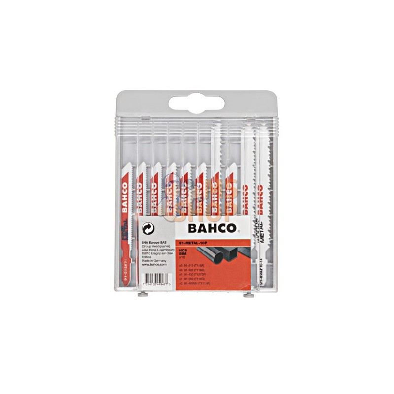 91-METAL-10P;BAHCO;Jeu de lames de scie sauteuse pour le métal - 10 pcs;pièce détachée 91-METAL-10P;BAHCO;Jeu de lames de scie sauteuse pour le métal - 10 pcs;pièce détachée