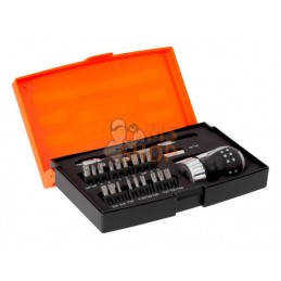 808050S-22;BAHCO;Coffret tournevis porte-embouts à cliquet manche boule + embouts 1/4" - 22 pces avec accessoires;pièce détachée
