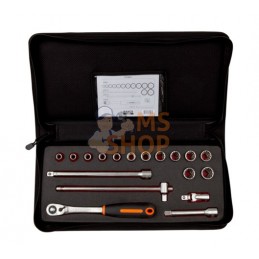 7818DST;BAHCO;Coffret de douilles 1/2", 18 pièces;pièce détachée