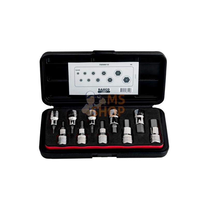 7809Z/10;BAHCO;Jeu de douilles tournevis pour vis 6 pans creux, 10 pièces;pièce détachée 7809Z/10;BAHCO;Jeu de douilles tournevis pour vis 6 pans creux, 10 pièces;pièce détachée