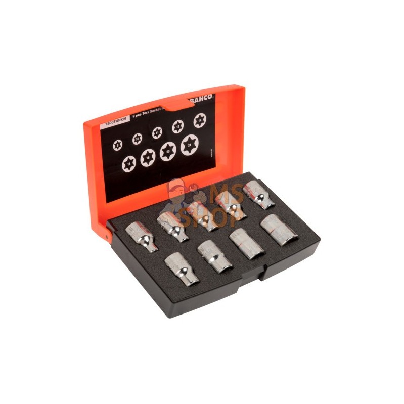 7800TORX/9;BAHCO;Jeu de douilles tournevis 1/2" pour vis TORX® - 9 pcs;pièce détachée 7800TORX/9;BAHCO;Jeu de douilles tournevis 1/2" pour vis TORX® - 9 pcs;pièce détachée