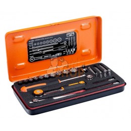 6715GE;BAHCO;Jeu de douilles 1/4", 27 pièces;pièce détachée