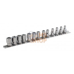 6713MH;BAHCO;Jeu de douilles 1/4" 6 pans métrique, sur réglette - 13pièces;pièce détachée