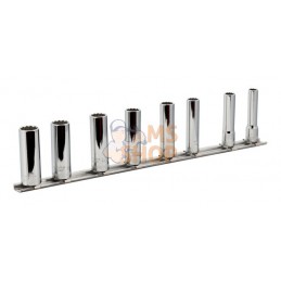 6708DMB;BAHCO;Jeu de 8 douilles 1/4" 12 pans métrique, sur réglette;pièce détachée