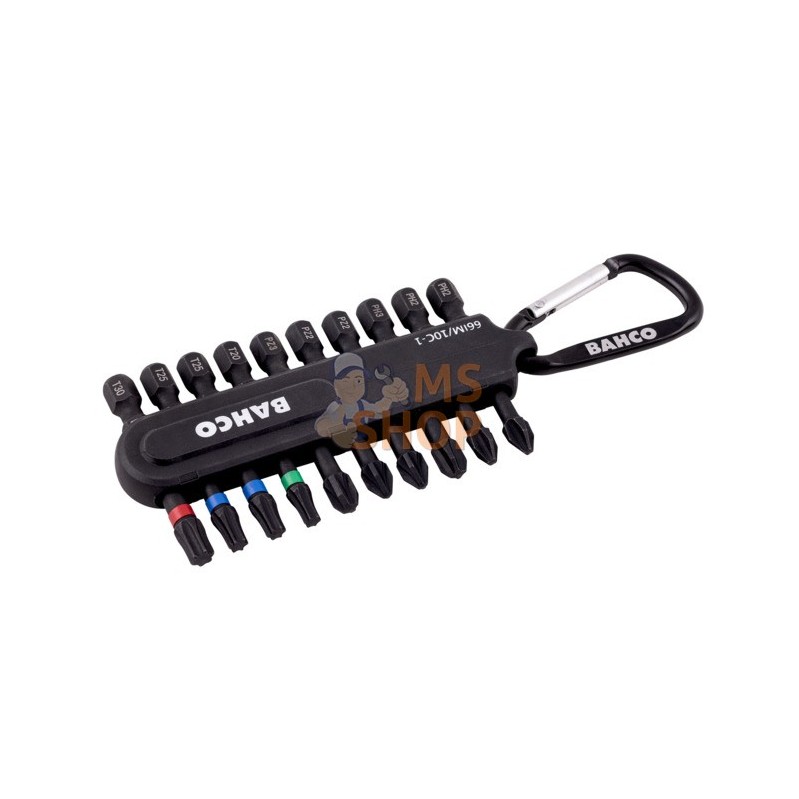 66IM/10C-1;BAHCO;Jeu d'embouts à choc usage intensif 1/4" pour vis à Phillips, Pozidriv, TORX® dans un étui plastique - 10 pcs;p 66IM/10C-1;BAHCO;Jeu d'embouts à choc usage intensif 1/4" pour vis à Phillips, Pozidriv, TORX® dans un étui plastique - 10 pcs;p