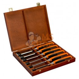 424P-S6-GER;BAHCO;Jeu de 6 ciseaux à bois professionnels poignée bi-matière dans coffret en bois;pièce détachée