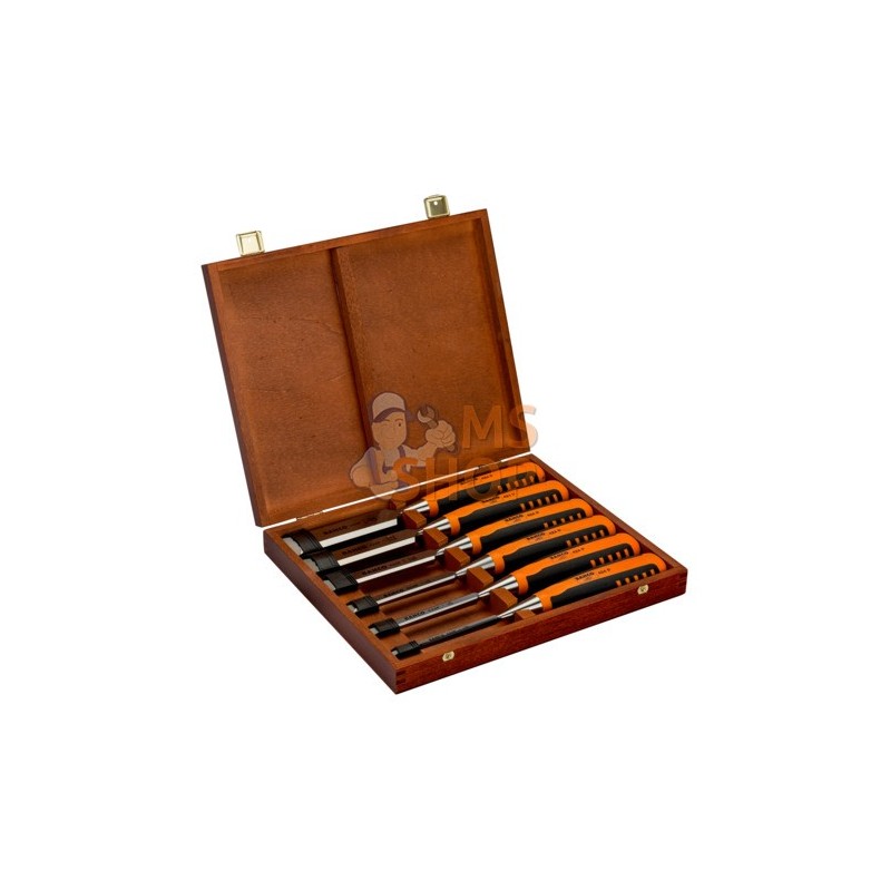 424P-S6-GER;BAHCO;Jeu de 6 ciseaux à bois professionnels poignée bi-matière dans coffret en bois;pièce détachée 424P-S6-GER;BAHCO;Jeu de 6 ciseaux à bois professionnels poignée bi-matière dans coffret en bois;pièce détachée