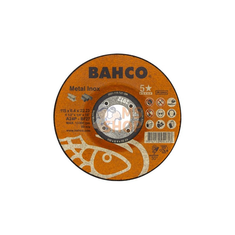 3921-180-T27-IM;BAHCO;Disques à ébarber haute performance pour l'acier inoxydable et le métal;pièce détachée