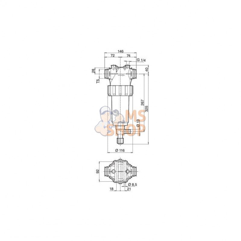 32621D35; ARAG; Filtre à pression T5 connecteur à fourche 280 l/min; pièce detachée