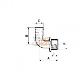 HB15090; BANJO; 1-1/2"MPT X 1-1/2"Hse Shnk-90D; pièce detachée