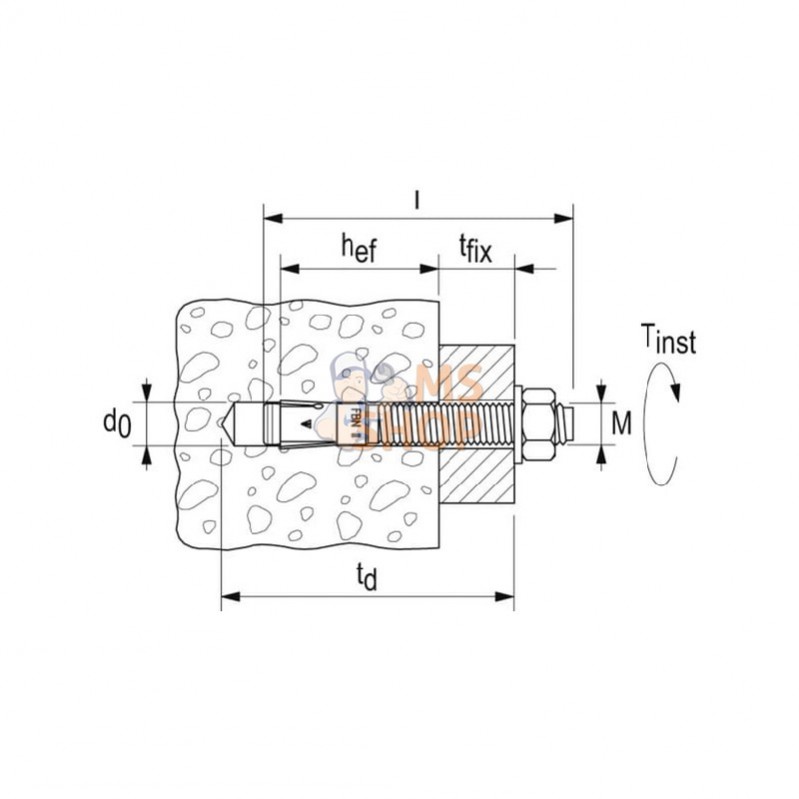 507567; FISCHER; Ancrage à boulon FBN II 12/100R acier inoxydable 20x; pièce detachée