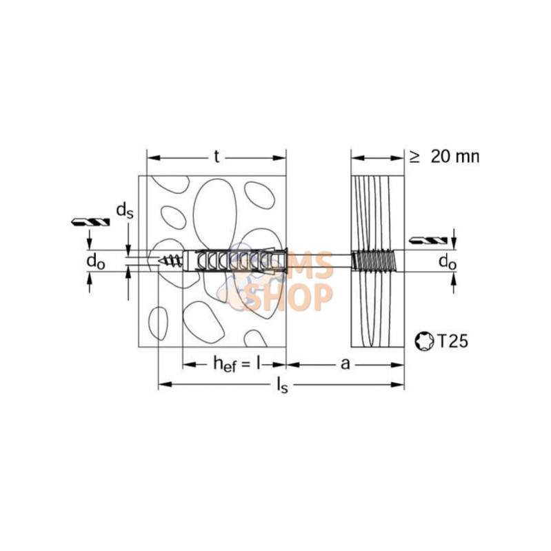 59064; FISCHER; Vis d'écartement ASL 6x150 zinguée 100x; pièce detachée