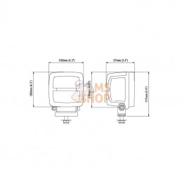 984801B; NORDIC LIGHTS; Lampe de travail LED, 42 W, 400 lm, carrée, 12/24 V, bleue, à boulonner, 108x108x137 mm, Deutsch 2 broch