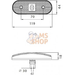 Feu de gabarit LED, ovale, 24V, blanc, à boulonner, 119x Aspöck | ASPÖCK Feu de gabarit LED, ovale, 24V, blanc, à boulonner, 119