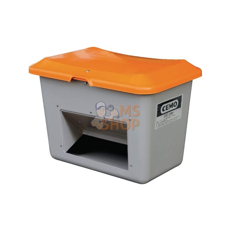Conteneur fibre de verre gris/orange 200L capacité 12,5kg 890x600x640mm Cemo | CEMO Conteneur fibre de verre gris/orange 200L ca