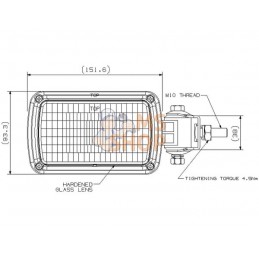 Feu de travail halogène, 55/70W, rectangulaire, 12/24V, transparent, à boulonner, 152x88x94mm, faisceau large, Britax | BRITAX F