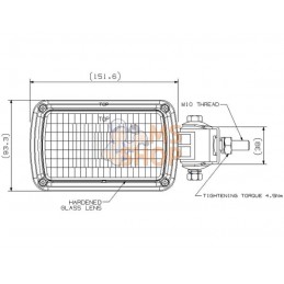 Feu de travail halogène, 55/70W, rectangulaire, 12/24V, transparent, à boulonner, 152x88x94mm, faisceau large, Britax | BRITAX F