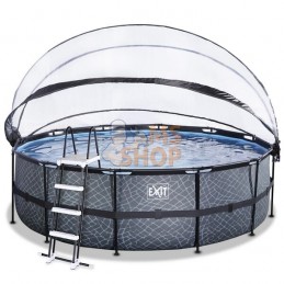 Piscine hors-sol ø450x122cm (filtre à sable 12v) gris pierre + dôme | EXIT | EXIT Piscine hors-sol ø450x122cm (filtre à sable 12
