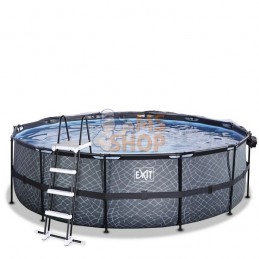 Piscine hors-sol ø450x122cm (filtre à sable 12v) gris pierre + dôme | EXIT | EXIT Piscine hors-sol ø450x122cm (filtre à sable 12