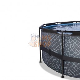 Piscine hors-sol ø450x122cm (filtre à sable 12v) gris pierre + dôme | EXIT | EXIT Piscine hors-sol ø450x122cm (filtre à sable 12