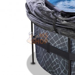 Piscine hors-sol ø450x122cm (filtre à sable 12v) gris pierre + dôme | EXIT | EXIT Piscine hors-sol ø450x122cm (filtre à sable 12
