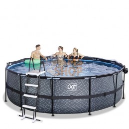 Piscine hors-sol ø450x122cm (filtre à sable 12v) gris pierre + dôme | EXIT | EXIT Piscine hors-sol ø450x122cm (filtre à sable 12