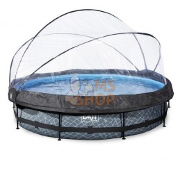 Piscine hors-sol ø360x76cm (12v) gris pierre + dôme | EXIT Piscine hors-sol ø360x76cm (12v) gris pierre + dôme | EXITPR#857781