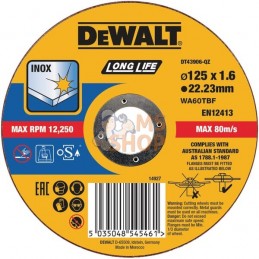 Disque à tronçonner l'inox Ø125x1,6mm | DEWALT Disque à tronçonner l'inox Ø125x1,6mm | DEWALTPR#662006