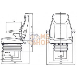 Siège tissu à suspension pneu. | GOPART Siège tissu à suspension pneu. | GOPARTPR#690632