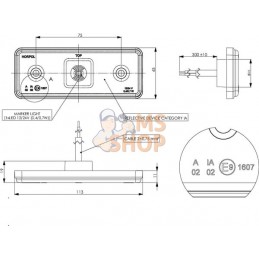 Feu de gabarit LED, 0.4/0.7W, rectangulaire, 12/24V, blanc, 112x45x11mm, 1 LED, gopart | GOPART Feu de gabarit LED, 0.4/0.7W, re