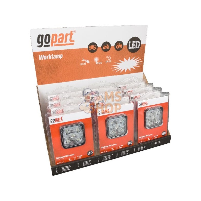 Présentoir phares 12 pièces LED 15W, 900lm, carré, 10-30V, 83x38x83mm faisceau large, gopart | GOPART Présentoir phares 12 pièce