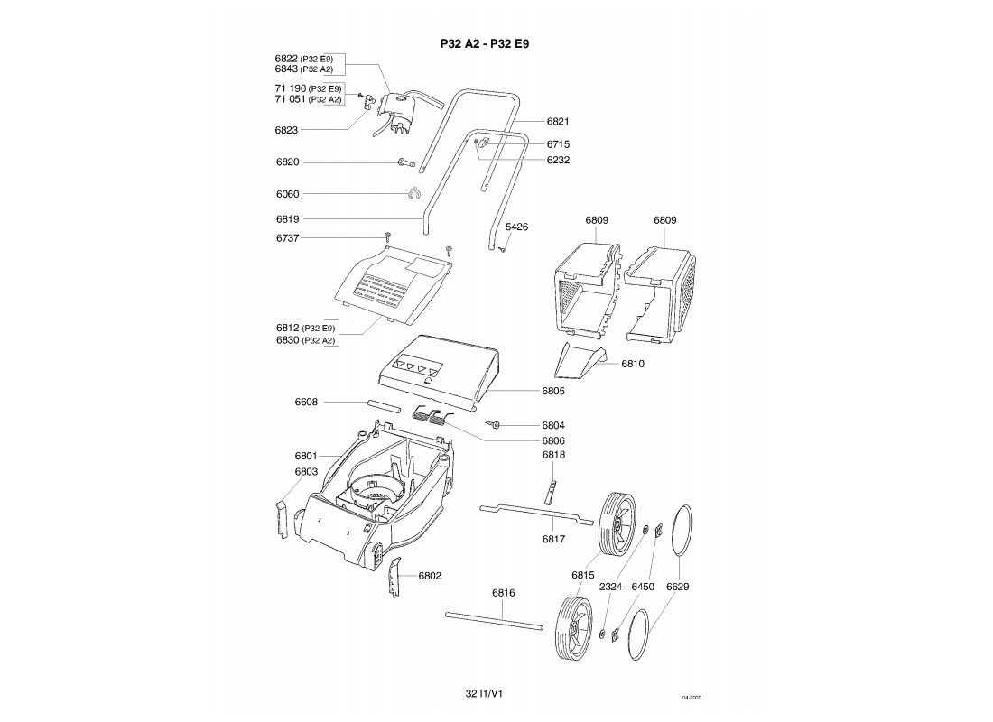 1 - GUIDON-CARCASSE-ROUES-HAUTEUR DE COUPE-PANIER | P32E9