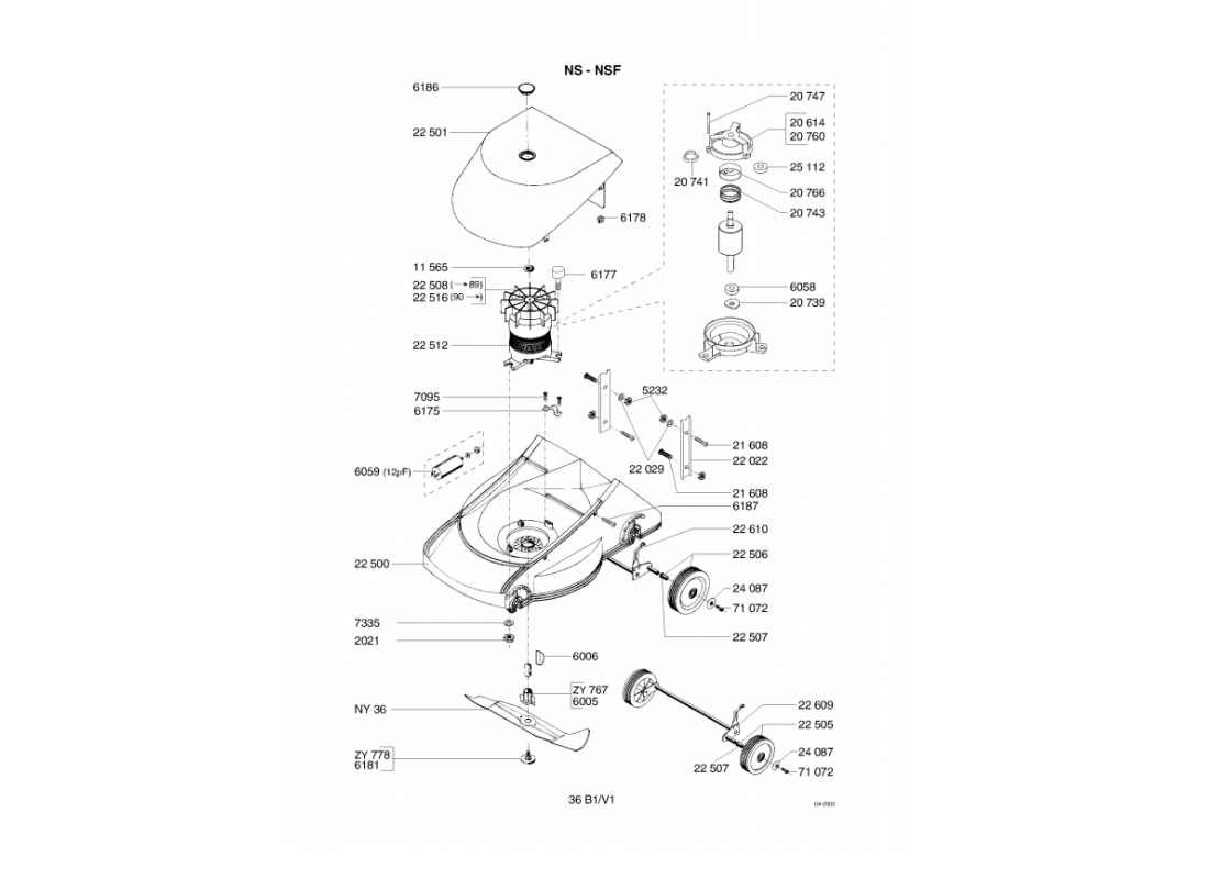 2 - CARCASSE-ROUES-HAUTEUR DE COUPE-MOTEUR-LAME | NS