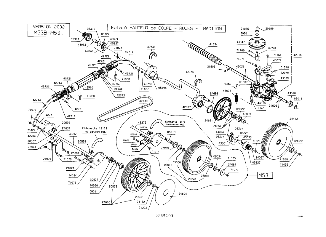 3 - ROUES-HAUTEUR DE COUPE-SYSTEME DE TRACTION | M53B