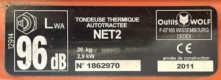 Plaque constructeur Outils WOLF NET2 année 2011